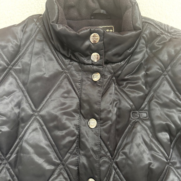 Guess Quilted Cropped Jacket Size M Black Snap Front Puffer Coat Moto ZipPockets - Picture 10 of 16